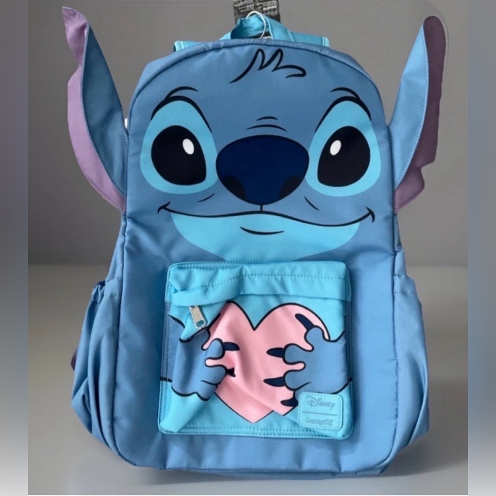 NEW Loungefly Disney Lilo & STITCH Backpack Full Size Figural Bag Holding Heart